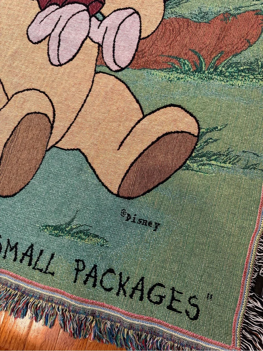 Vintage Disney Winnie The Pooh Piglet Tapestry Woven Throw Blanket